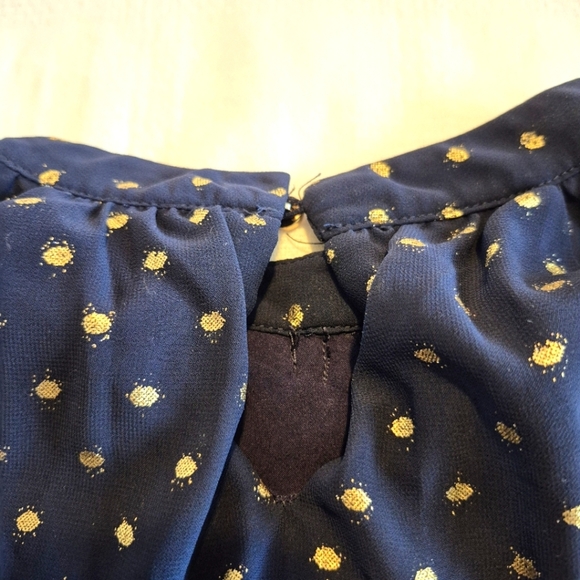 Mayoral girls size 12 navy with gold print long sleeve lined blouse VGUC - Picture 7 of 9